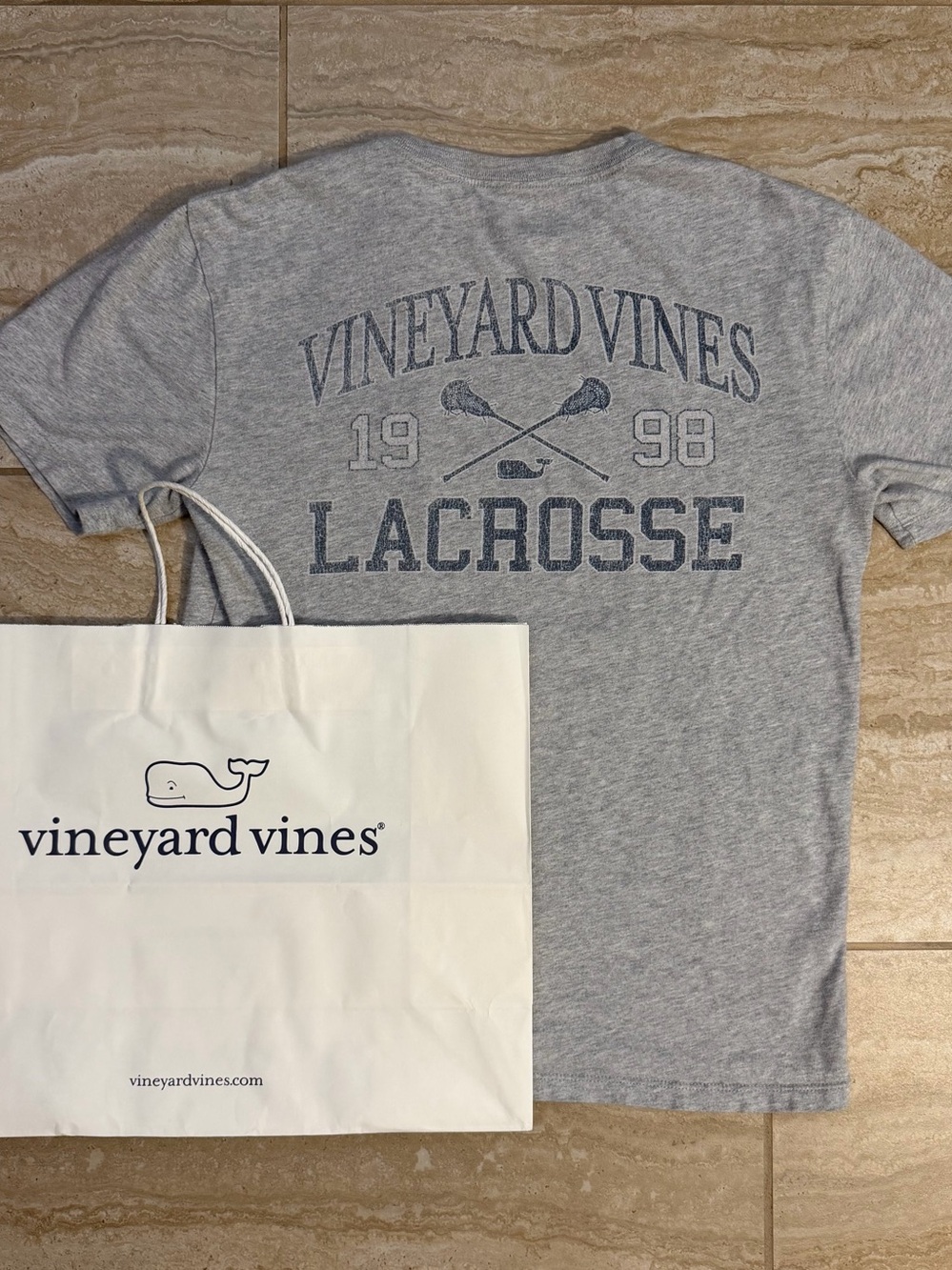 Vineyard Vines Gray Lacrosse Logo Tee